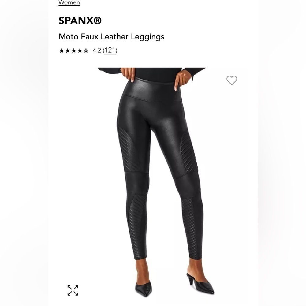 Spanx faux leather black moto leggings winter boho designer Small $120 classic